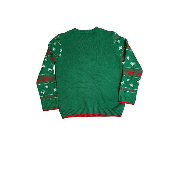 Large youth 10 to 12 Christmas sweater green Santa paws - Picture 2 of 2